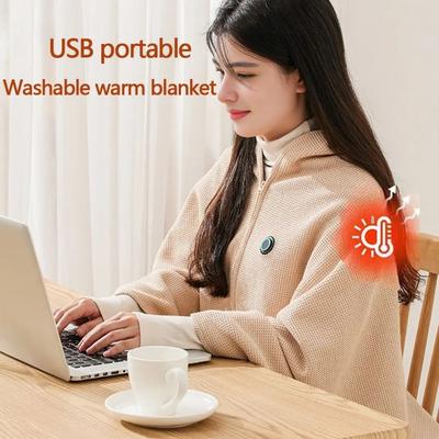 Электрический плед-шаль USB Одинарный согревающий Плед с подогревом Моющийся Для кемпинга на открытом воздухе Офисный Плед с подогревом