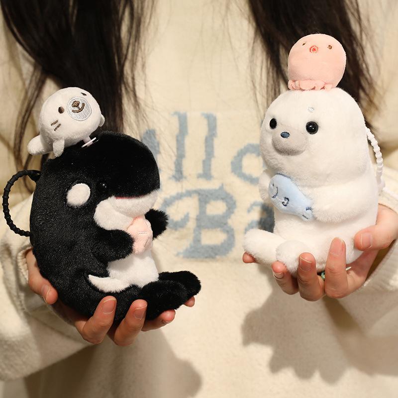 Rabbi Tai Ocean Rotating Animal Plush Toy Doll Cute Simulation Water Lazy Seal Doll Pendant