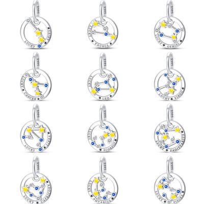 Подвеска из стерлингового серебра 925 пробы 12 созвездий Девы Близнецов DIY ювелирные аксессуары