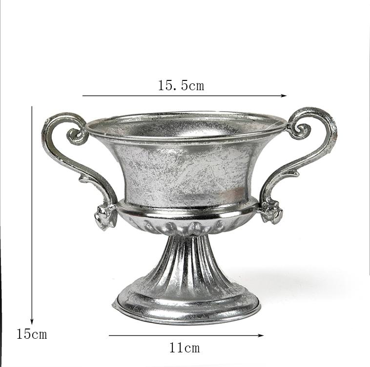 Vintage Classic Silver Iron Flower Vase Decoration Home Room Table Flowerpot Ornaments Office Store Flower Arrangement Crafts