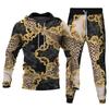 Men's 2 Piece Sets Oversized Hoodies Long Pants Fashion Tracksuit Streetwear 3D Leopard Gold Chain Printed Unisex Clothing S-6XL