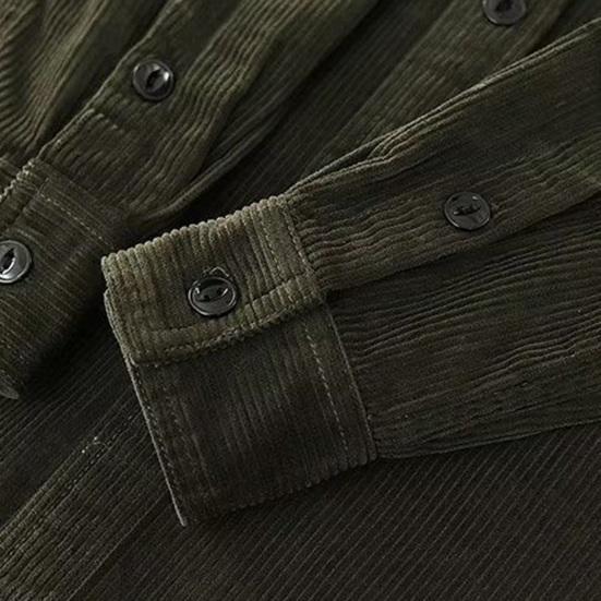 Весна Осень Мужской Карго Клетчатый Принт Однобортный Длинные Рукава Вельвет Ретро Японский Стиль