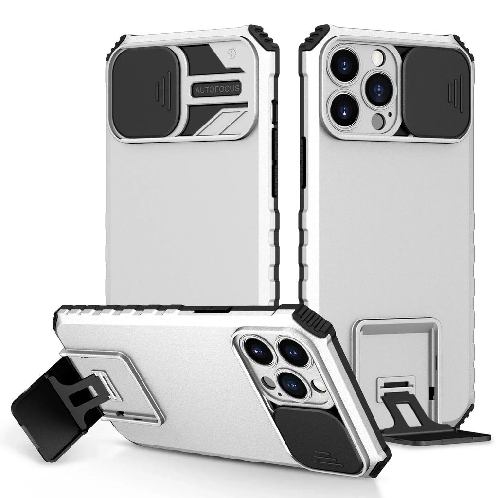 Бронированный противоударный чехол для iPhone 17 16 15 14 13 12 11 Pro Max Plus Сдвижная защита камеры Магнитная подставка-держатель Чехол для телефона