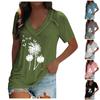 Women's Fashion V-neck Print Pullover Casual Short-sleeved T-shirt