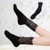 1 пара осенне-зимних женских кружевных носков, сетчатые, прозрачные, однотонные, сексуальные, эластичные, средней длины, для повседневной носки
