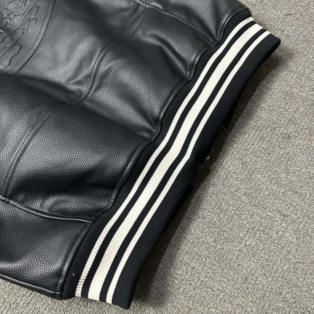 PU Leather-Lined Cotton Jacket Unisex Casual Zipper Jacket