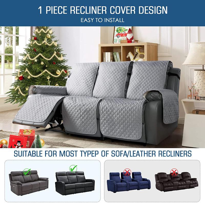 3 Seat Non-Slip Recliner Chair Cover Sofa Slipcover Reversible Pet Cover Protector Couch Cover