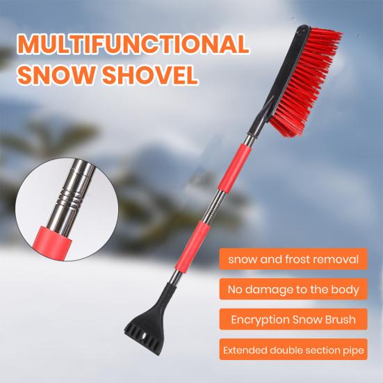 2 In 1 Snow Scraper with Large Brush Head Extendable Ice Scraper Snow Brush Portable Auto Scraper Snow Brush