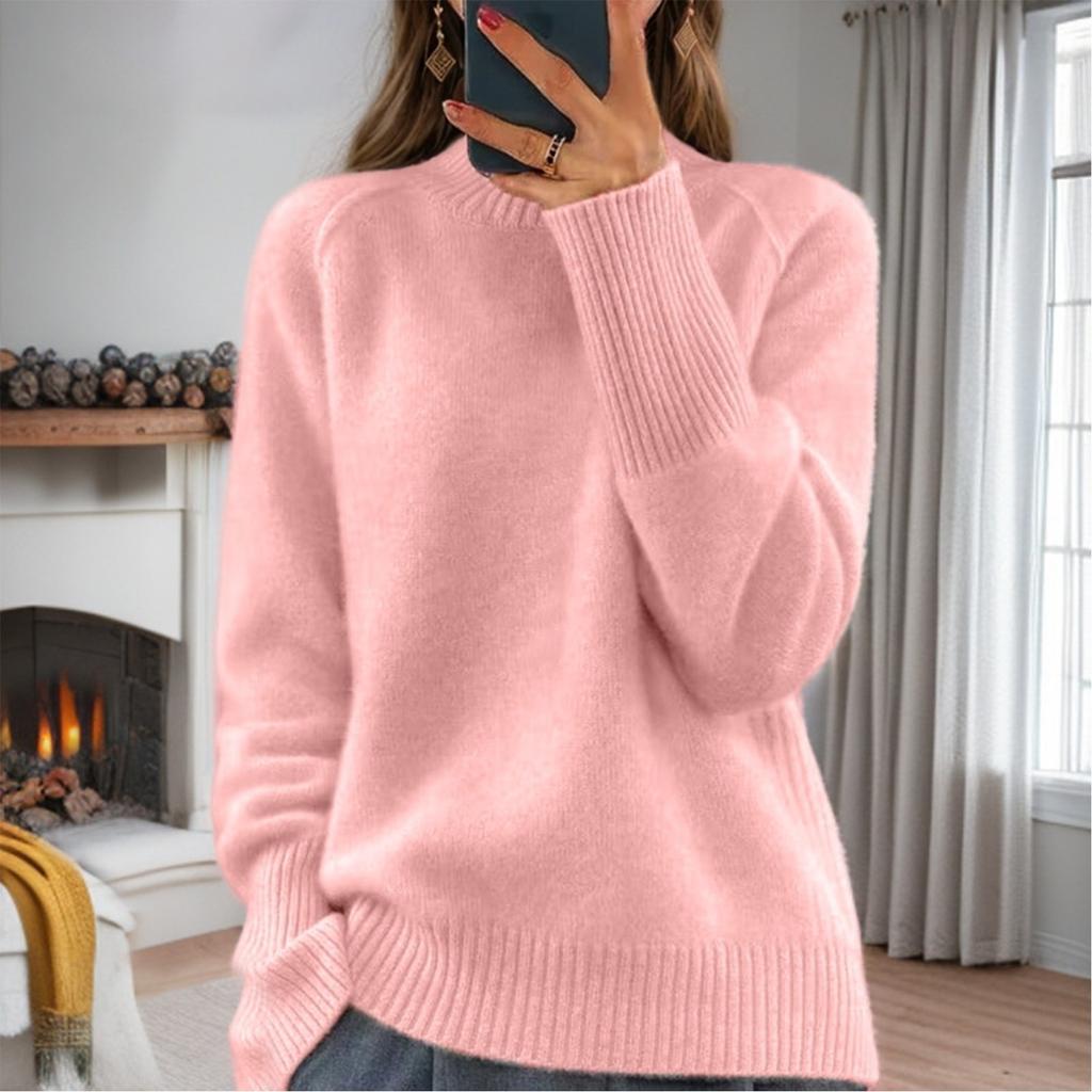 Женский модный свитер с высоким воротом, однотонный трикотажный свитер, повседневный свитер