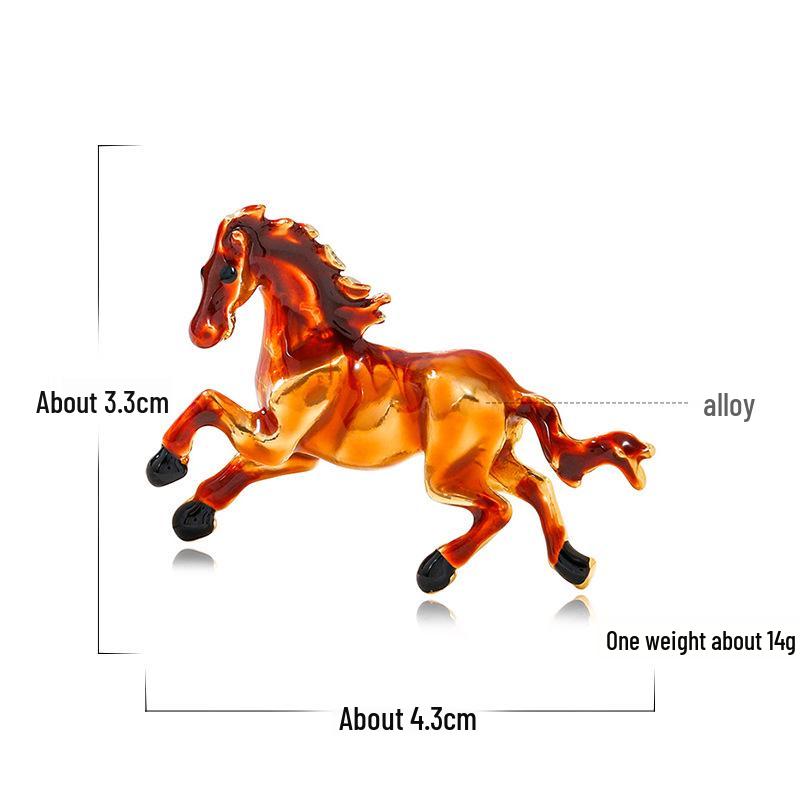 Enamel Galloping Horse Zodiac Brooch - Year of the Horse Jewelry