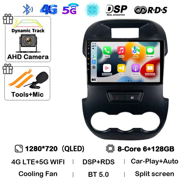 Android 14 Carplay Auto для Ford Ranger 2011 2011 2013 2014 Автомобильный радиоприемник GPS стерео мультимедийный плеер головное устройство 2 DIN WIFI+4G DSP