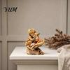 Decorative Tabletop Figurines Fairy Tale Little Boy and Fox Wooden Figurine, Rustic Desktop Statue, Artistic Carved Wood Crafts Sculpture Ornament for