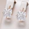 Большие квадратные английские серьги для женщин Мода Цвет розового золота Блестящий белый Натуральный циркон Аксессуары Повседневные украшения