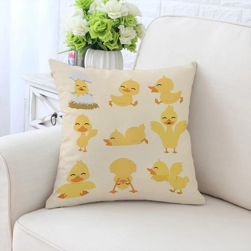 Наволочка с рисунком маленькой желтой утки для украшения автомобиля, офиса, гостиной, дивана, дома