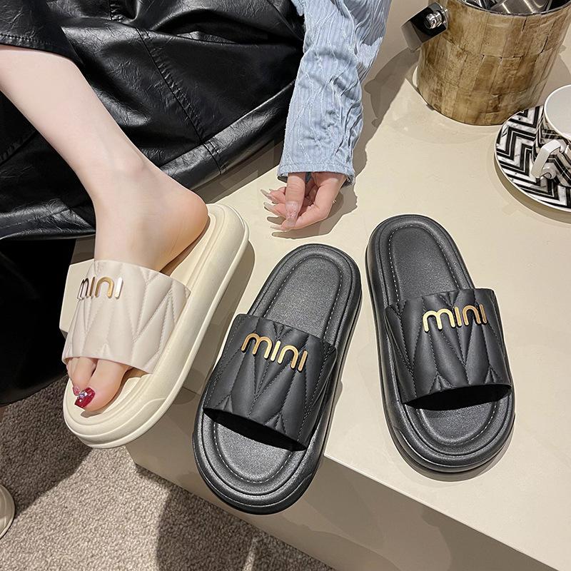Summer New Peep Toe Slippers for Women Fashion Platform Casual Beach Shoes Female Home Non -slip Floor Designer Slides