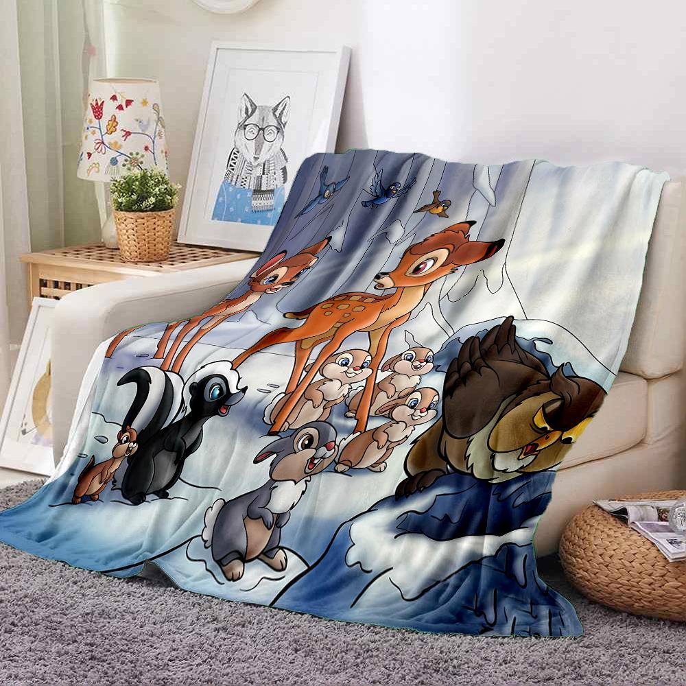 Carton B-Bambi Fawn Print Flannel Queen Blanket - Soft Cozy Blanket for Couch, Sofa, or Bed, Office Travel Camping Holiday Gifts