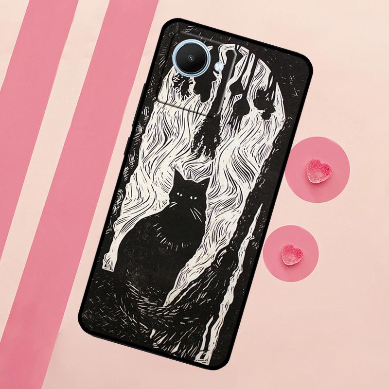 Witch Black Cat Case For Realme C53 C55 C35 C33 C31 C30 C25s C21Y C15 C11 GT Neo 5 3T 2T 9 10 11 Pro Plus