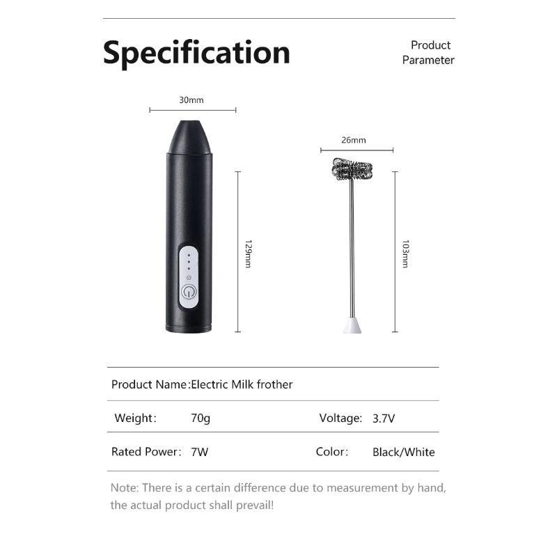 MINI Milk Frother USB Rechargeable 3 Speeds Foam Maker Coffee Whisk Mixer Electric Handle Blender Egg Beater Hot Cooking Tools