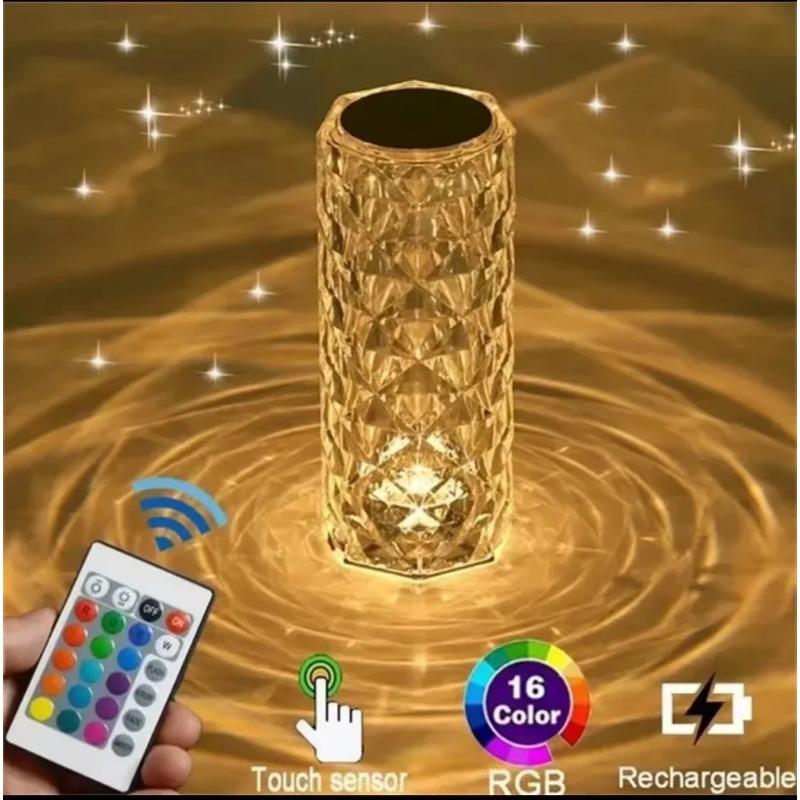 Diamond Crystal Table Lamp Rechargeable Acrylic Bedroom Bedside Ambiance Lamp Rose Decorative Lamp Touch Creative Night Lights