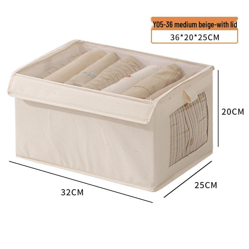 Большой складной контейнер для хранения из хлопка и льна с прозрачным окошком