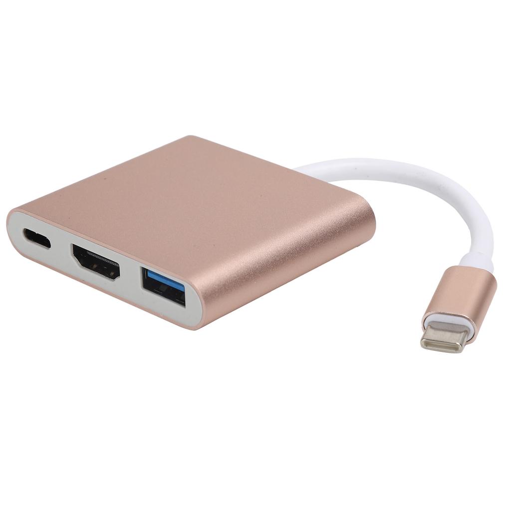 Адаптер USB C 3.1 3 в 1 Конвертер-хаб Док-станция Мультимедийный интерфейс высокой четкости 4K Розовое золото