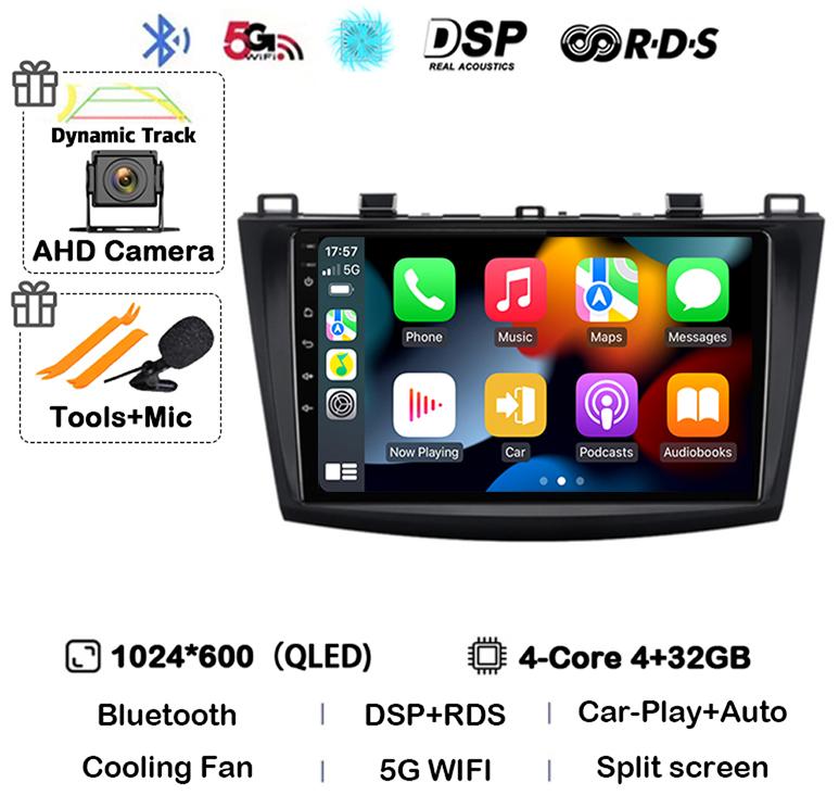 Android 14 Carplay Auto Для Mazda 3 2009 2010 2011 2012 2013 Автомагнитола Мультимедийный плеер Стерео Видео Аудио GPS Головное устройство WIFI