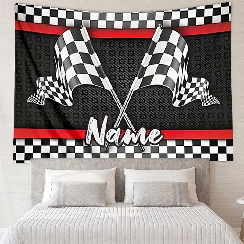 Custom Name Racing Print Tapestry, Backdrop, Easy Setup, Ideal for Bedroom, Office & Living Room, with Aesthetic Wall Hanging Decor.
