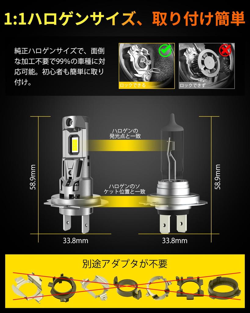 OXILAM H7 LED Vehicle Inspection Equipped with 16 CSP Halogen No Adapter Easy 6500K Includes Cooling Replaces H7 Fog Pack of Warranty M5SH7