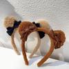 Princess Bear Bow Headband - Cute Lambswool Hair Accessory with Bear Ears for Adults, Japanese/Korean Style.