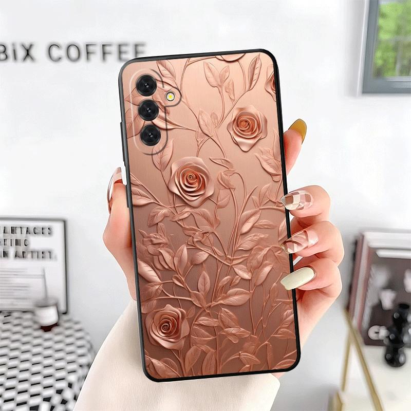 Красивый Розово-Золотой Арт Мягкий Чехол для Телефона для Samsung A17 A37 A57 A16 A26 A36 A56 A15 A25 A35 A55 A14 A24 A34 A54 A13 A23 A33 A53