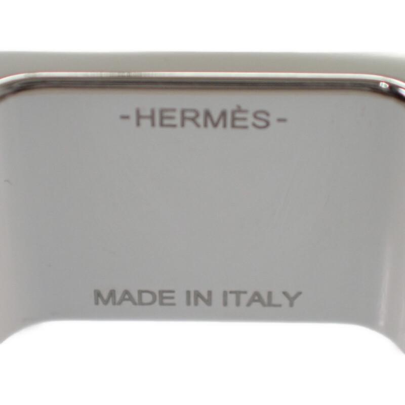 HERMES  H603693S 02  Scarf ring Silver/Brown metal/leather Women