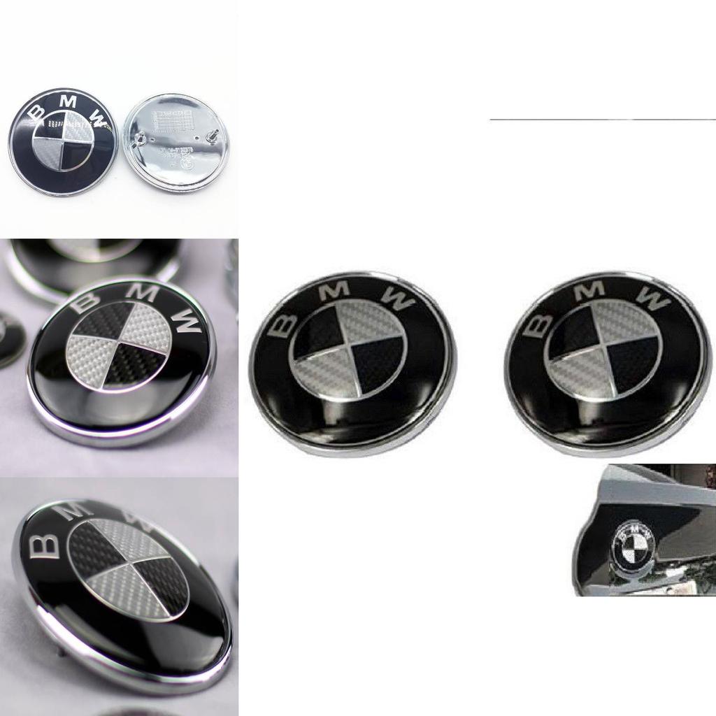 Logo Bmw For Real Carbon Fiber Black Silver 74mm Hood Trunk Badge Emblem