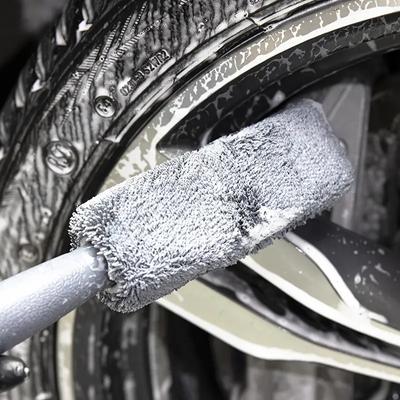 Портативная щетка для мытья колес из микрофибры, для мытья колес автомобиля с пластиковой ручкой, инструменты для мойки автомобилей