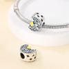 Authentic copper Charm Moon Yellow Stars Blue Zircon Feathers Bead Charms Compatible With Bracelets Women Diy Accessory Valentines Fine Gift