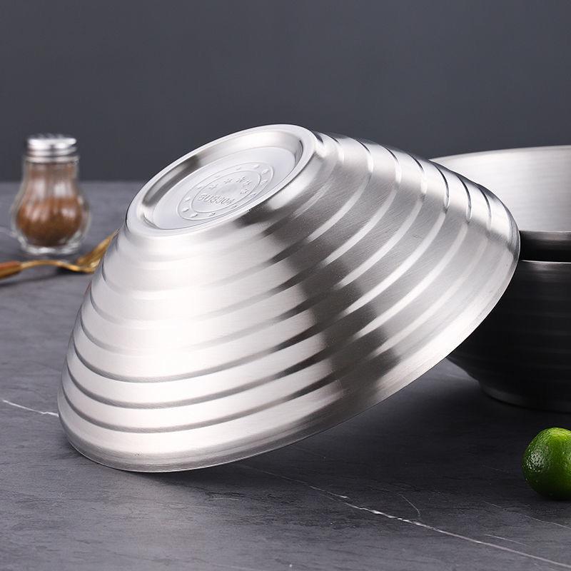 Household Korean Style Metal Salad Fruit Noodle Mixing Bowl 20CM Stainless Steel Gold Large Round Soup Ramen Bowl