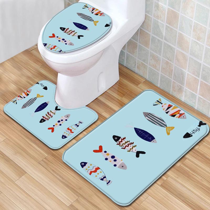 Bathroom Floor Mat Bathroom Mat Toilet Three-Piece Set
