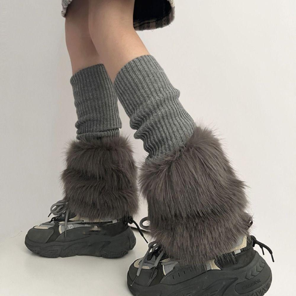 Foot Cover Winter Leg Warmers Y2K Plush Leg Coverings Soft Long Stockings Accessories