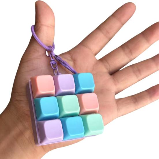Yousheng 9-Keys Fidget Keyboard Keychain Stress Anxiety Relief Keyboard Clicker Keychain Portable Decompression Button Sensory Toy