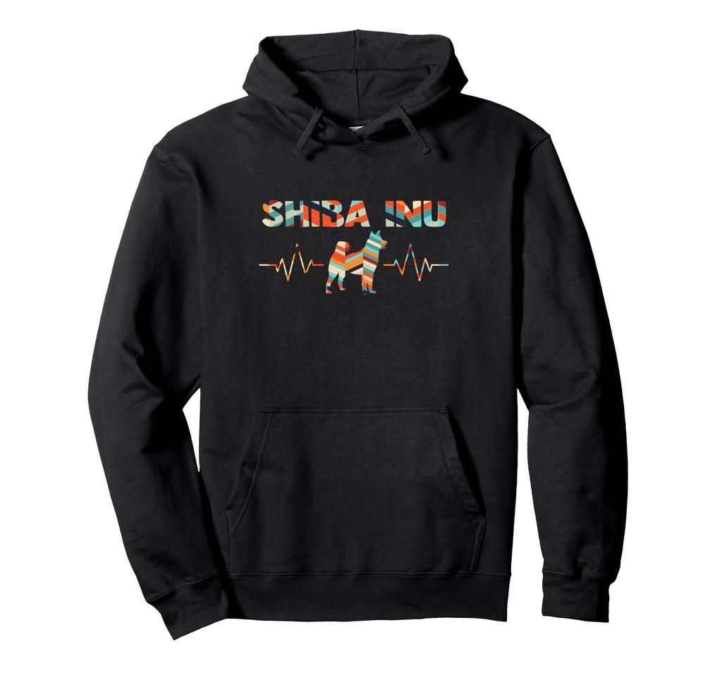 Shiba Inu Retro Heartbeat Vintage Hoodie