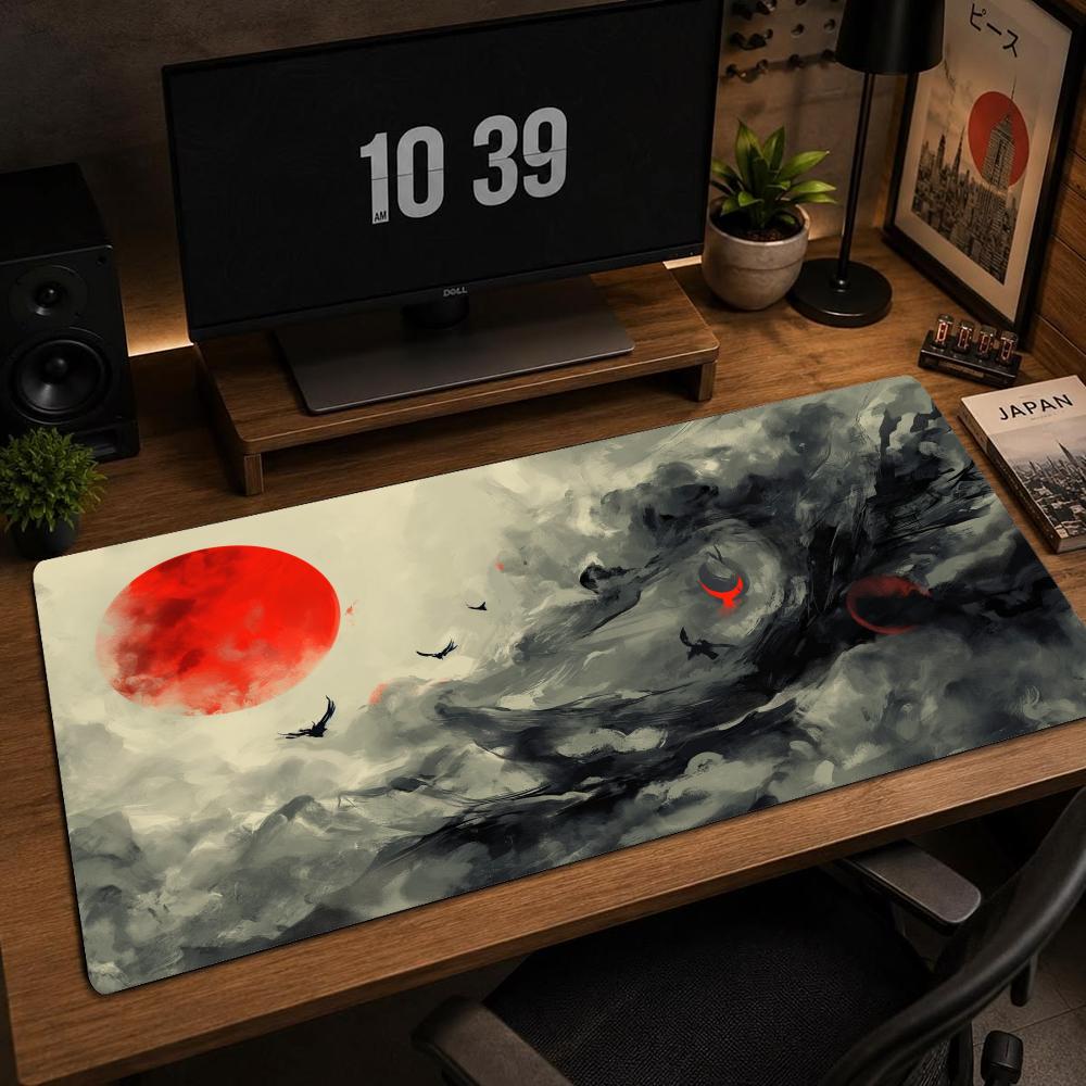 Large Ukiyo‑e Big Wave Red Sun Mousepad XXL Deskmat Non‑Slip Rubber Game Mouse Mat Computer Keyboard Mats Gamer Accessories