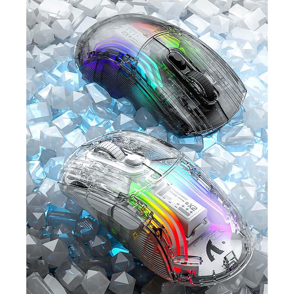 MAMBASNAKE x ATTACK SHARK X2 Игровая Прозрачный Скелет PixArt Беспроводная RGB 530 мАч Совместимая с и PS4 Продавец Белая Мышь, Дизайн, Стильная,