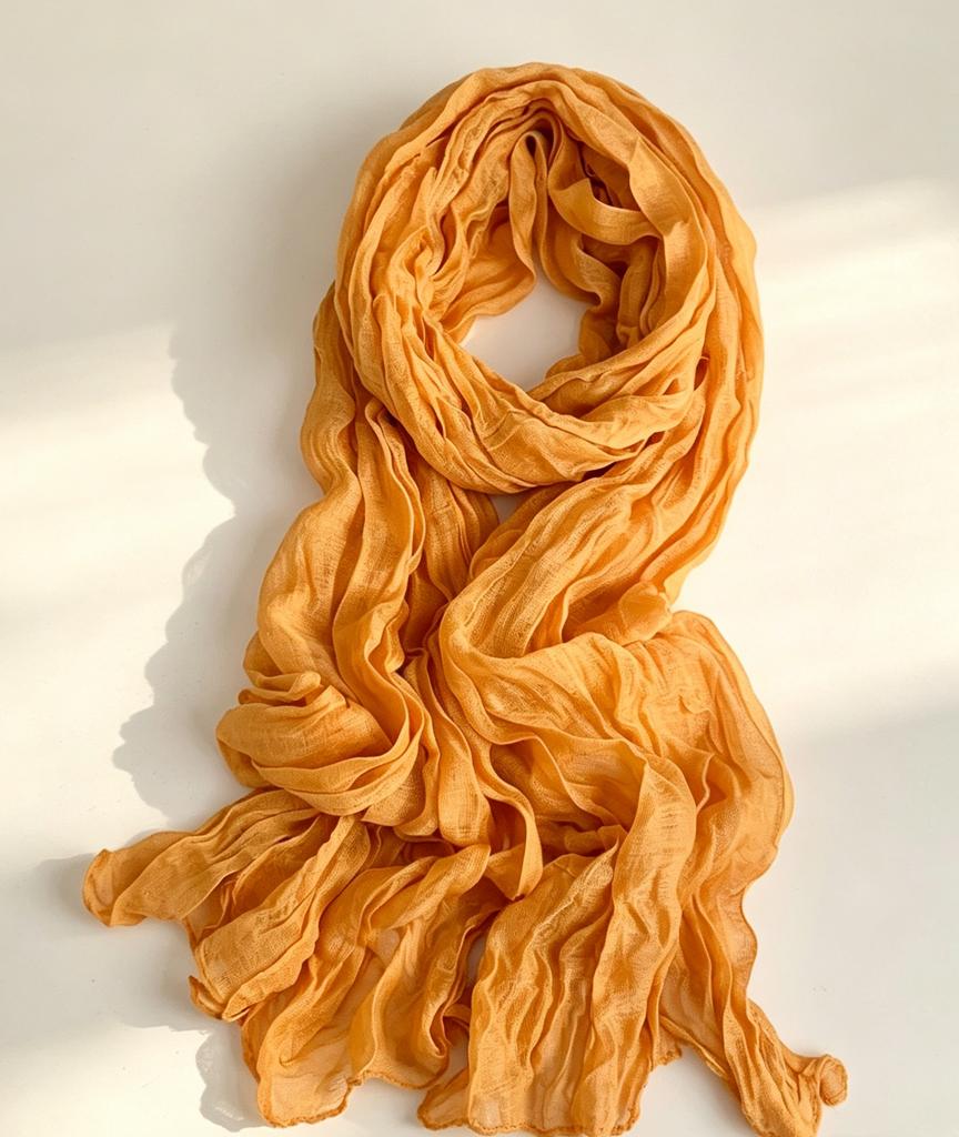 Atmospheric crumpled texture long silk scarf light and thin versatile long scarf high-grade texture affordable decorative yarn