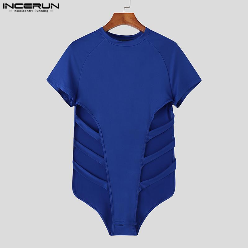 INCERUN Мужские комбинезоны с коротким рукавом и повязками, облегающие комбинезоны, домашняя одежда