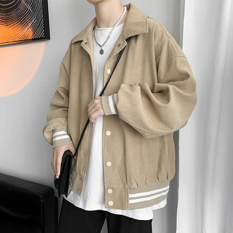 Baseball Uniform Coat Men's Fashion Fashion Brand Solid Color Lapel Jacket Coat