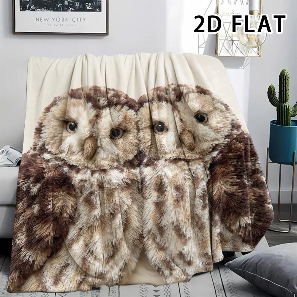 1Pc Close Owl Friends Print Flannel Blanket,High quality Comfortable for All Seasons,Home Decor,Warmth and Comfort,Perfect for Christmas Gifts
