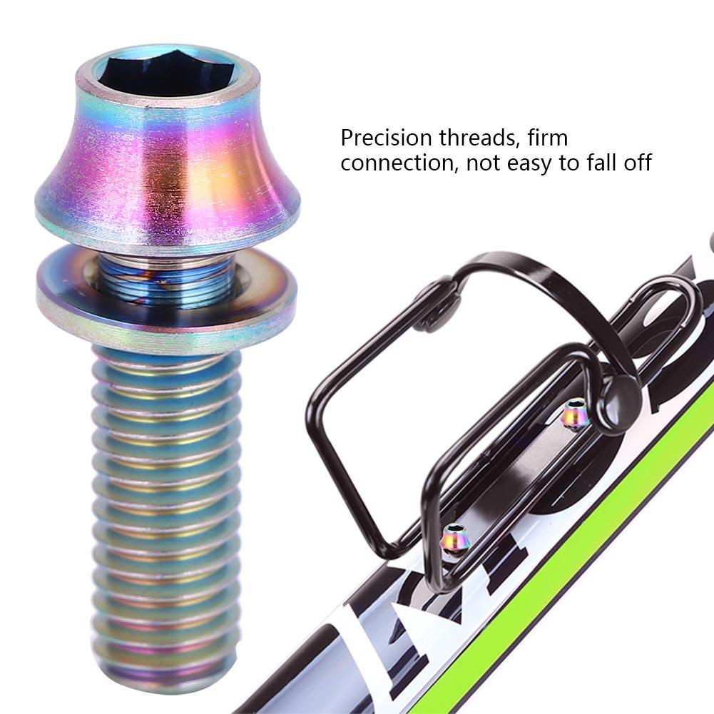 Bicycle Titanium Alloy Water Bottle Cage Screw Bolt M5x12/16mm with Washer (Rainbow M5x16)