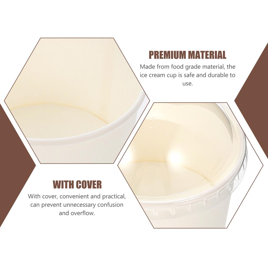 50 шт. одноразовых бумажных стаканчиков для мороженого с крышкой, идеально подходят для десертов, йогурта, торта, холодного супа, пудинга. Еще