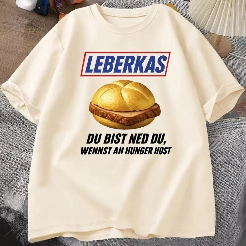 Leberkas Funny Quote Graphic Tee T Shirt Unisex Unisex Food Slogan Text Print Short Sleeve Cotton Casual Tops