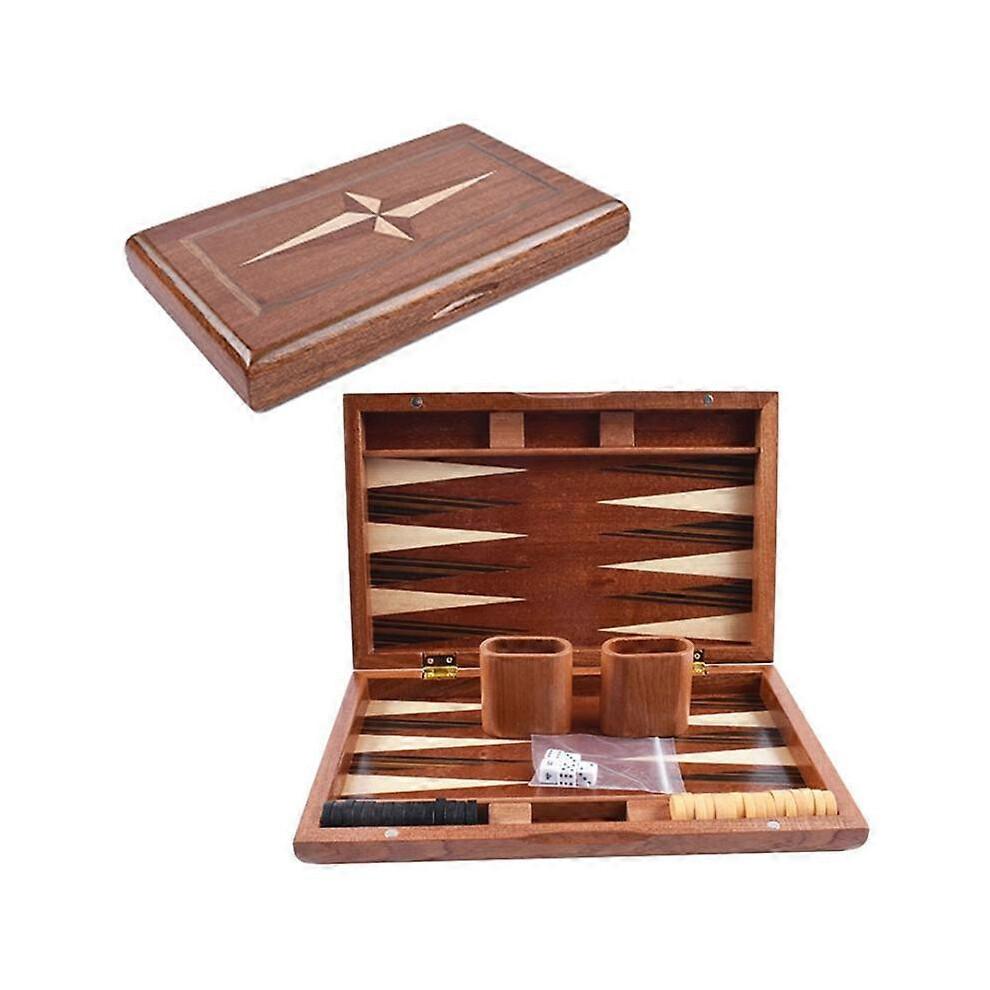 Wooden Backgammon Set with Folding Design