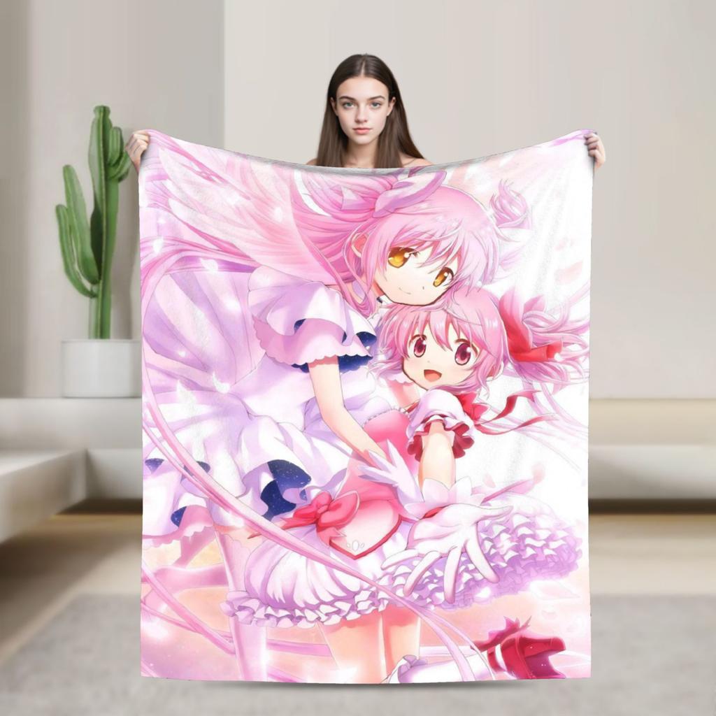 Puella Magi Madoka Magica Пледы Милая Девочка Мадока Канаме Шерстяные Новинка Теплые Пледы для Покрывала Зима